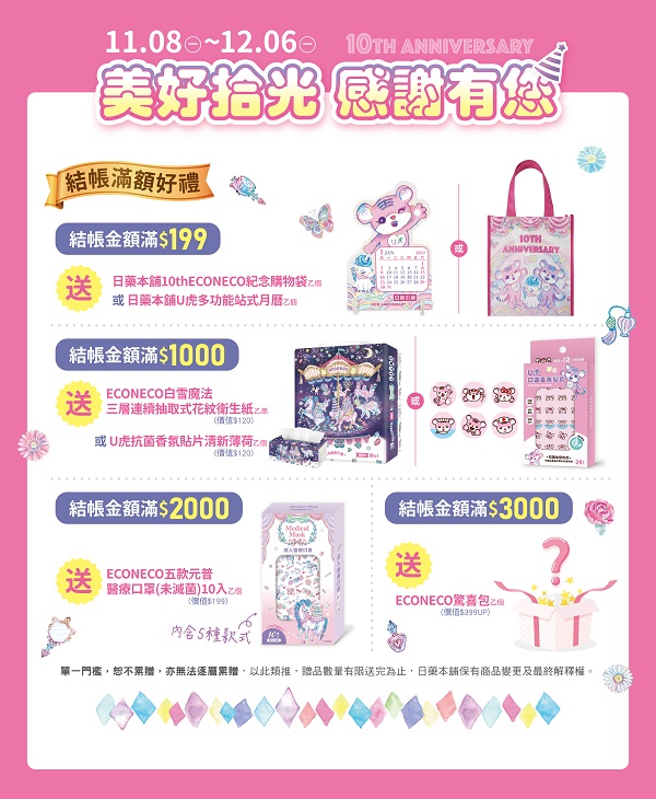 日藥本舖10週年慶滿額贈活動